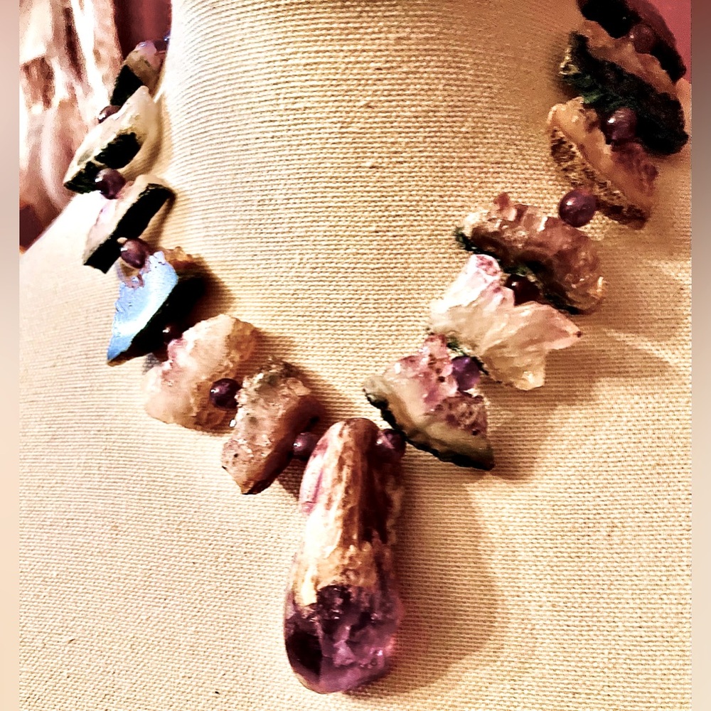 NWT handmade ooak Raw Amethyst Chunk Necklace by Eternal Findings.